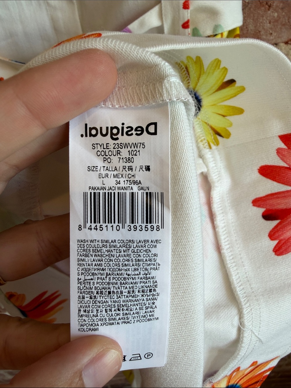 Desigual White Shirt with Bright Yellow and Blue Floral Accent - Picture 3 of 9